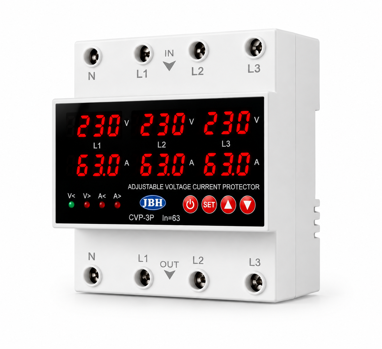 محافظ ولتاژ _جریان سه فاز 63 آمپر برند JBH